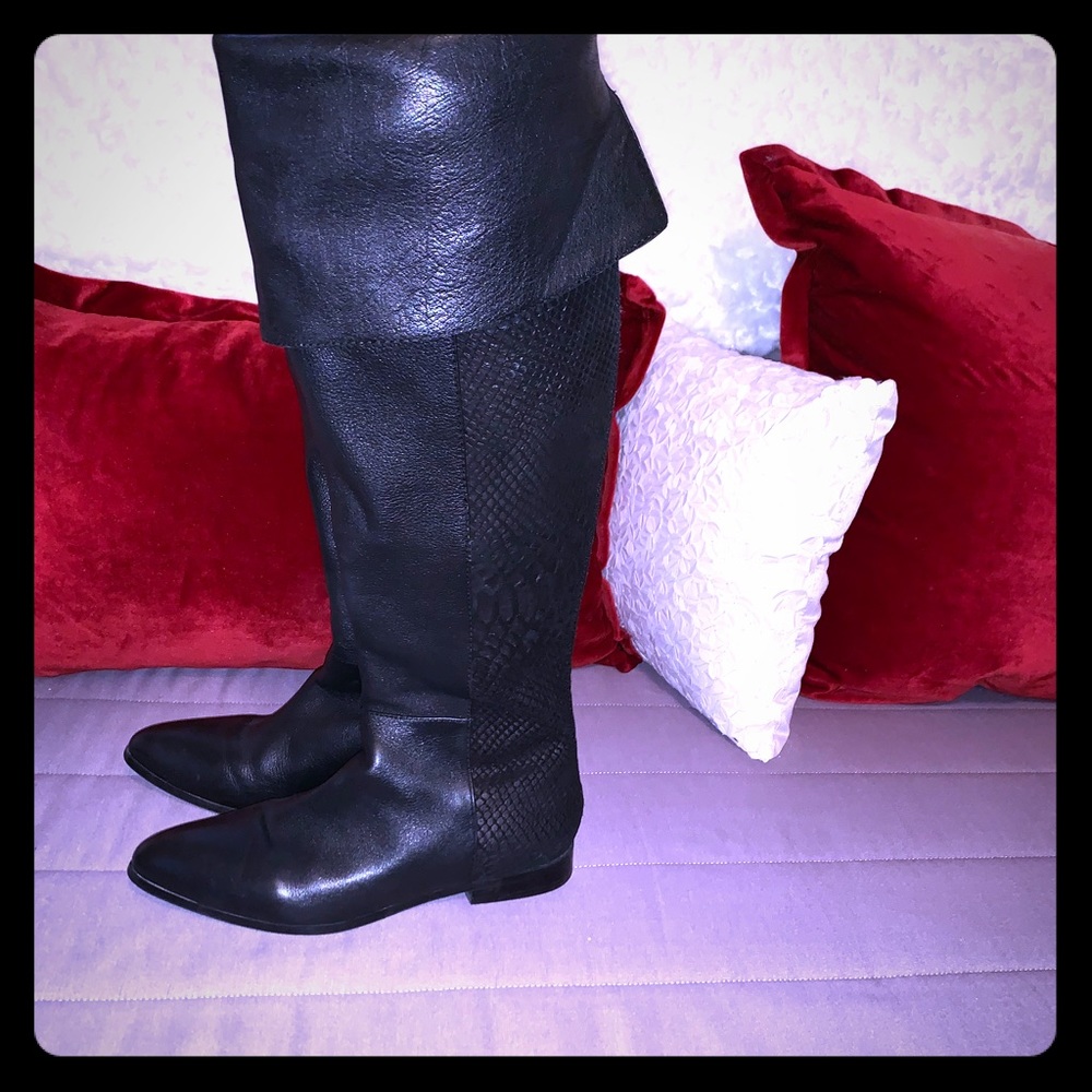 Anthropologie Seychelles Victory Lea-croco combo leather boots Sz 6 EUC